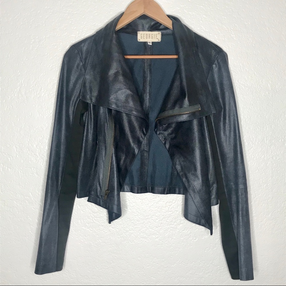 Georgie | Perforated Faux Leather Moto Jacket S